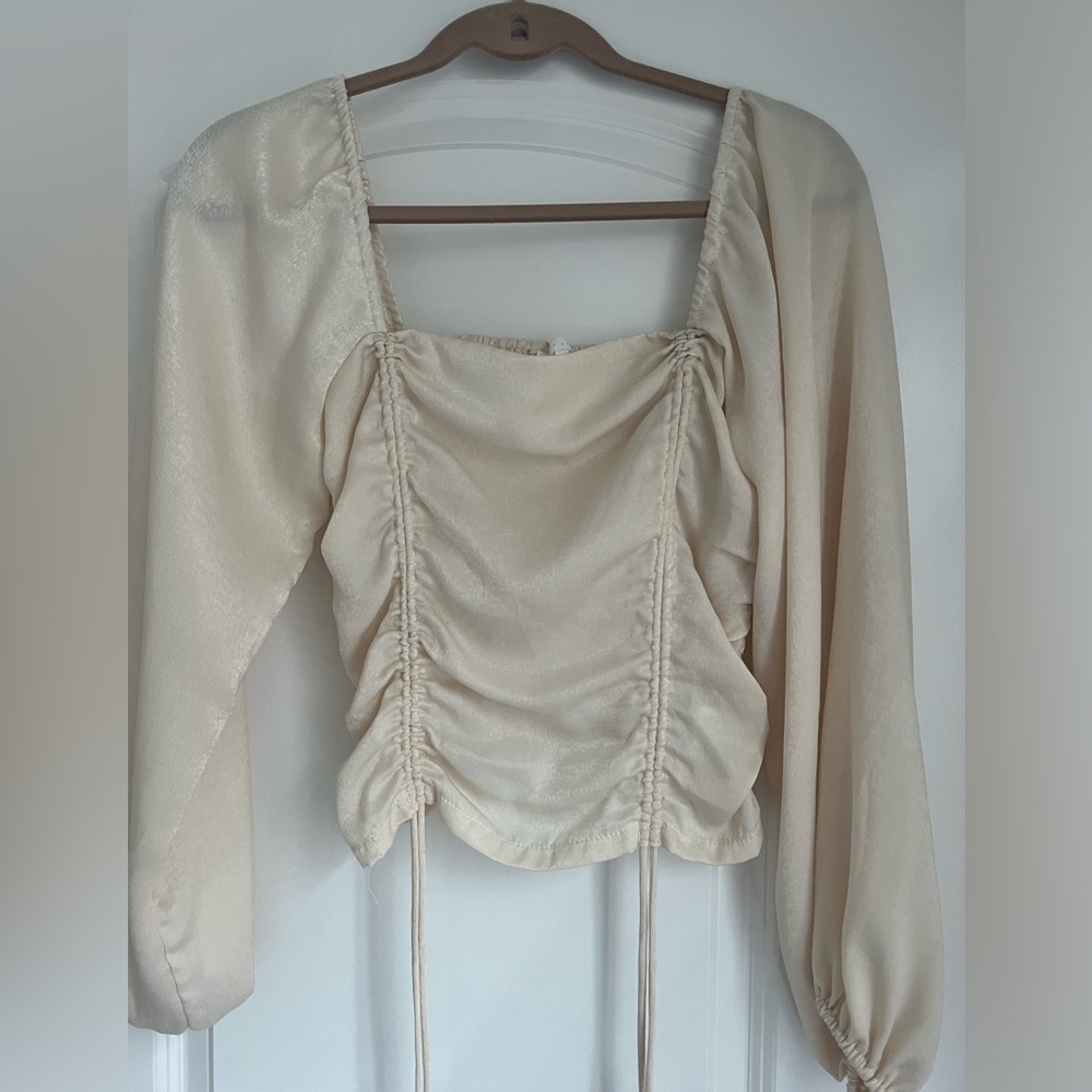 Cream Ruched Women's Top
